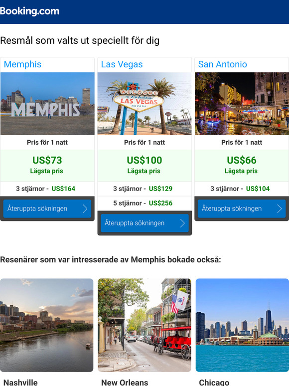 Hitta de bästa priserna i Memphis, Las Vegas och på andra ställen