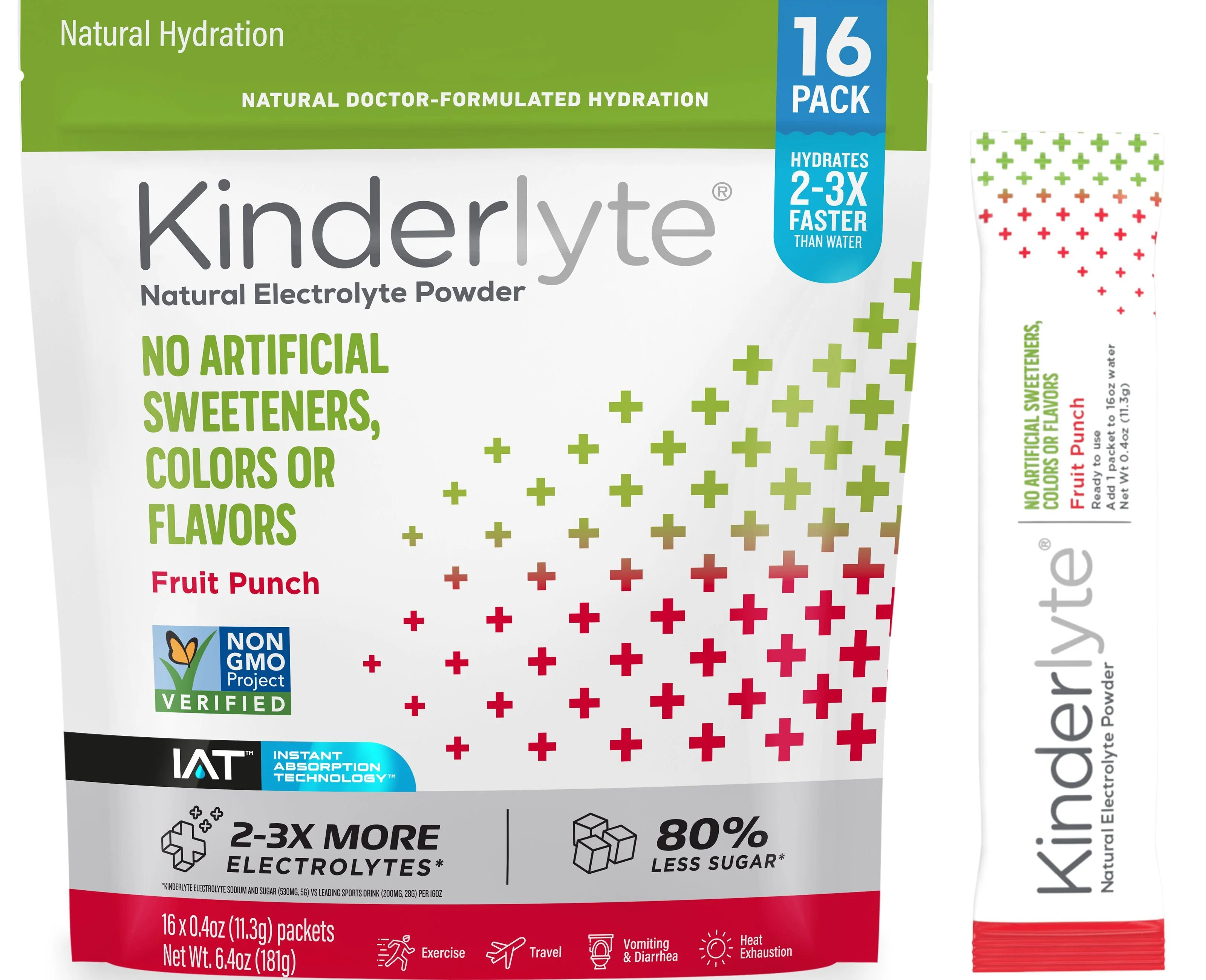 Image of Kinderlyte 16ct<br>Natural Electrolyte<br>Powder Fruit Punch