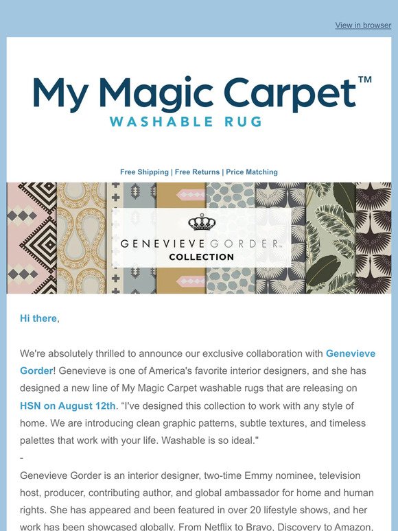 New My Magic Carpets by Genevieve Gorder!    