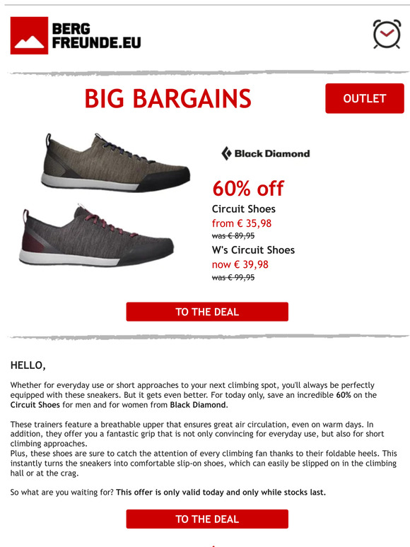 Bergfreunde.de - Klettern & Outdoor: 👟Today only: 60% off Black