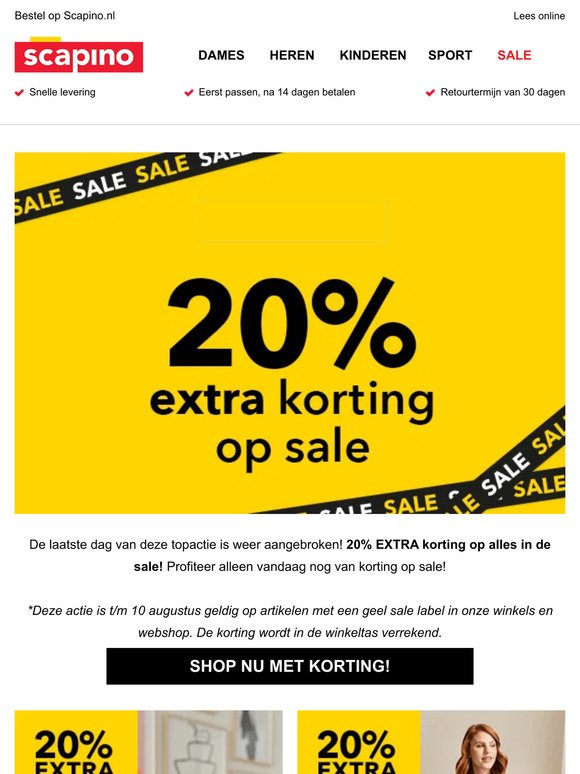 Laatste dag 20% EXTRA korting op sale!