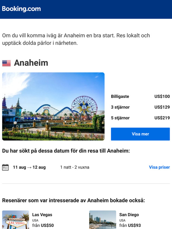 Erbjudanden i Anaheim från US$100 under augusti