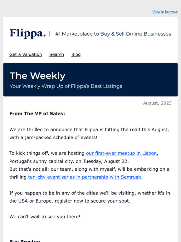 Simply the Best: Flippa's top businesses for sale this week.