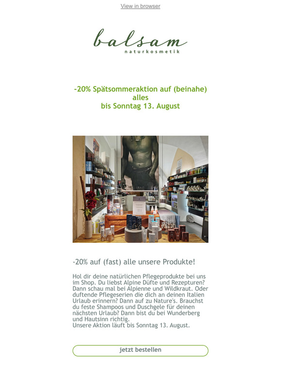 -20% Spätsommerrabatt
