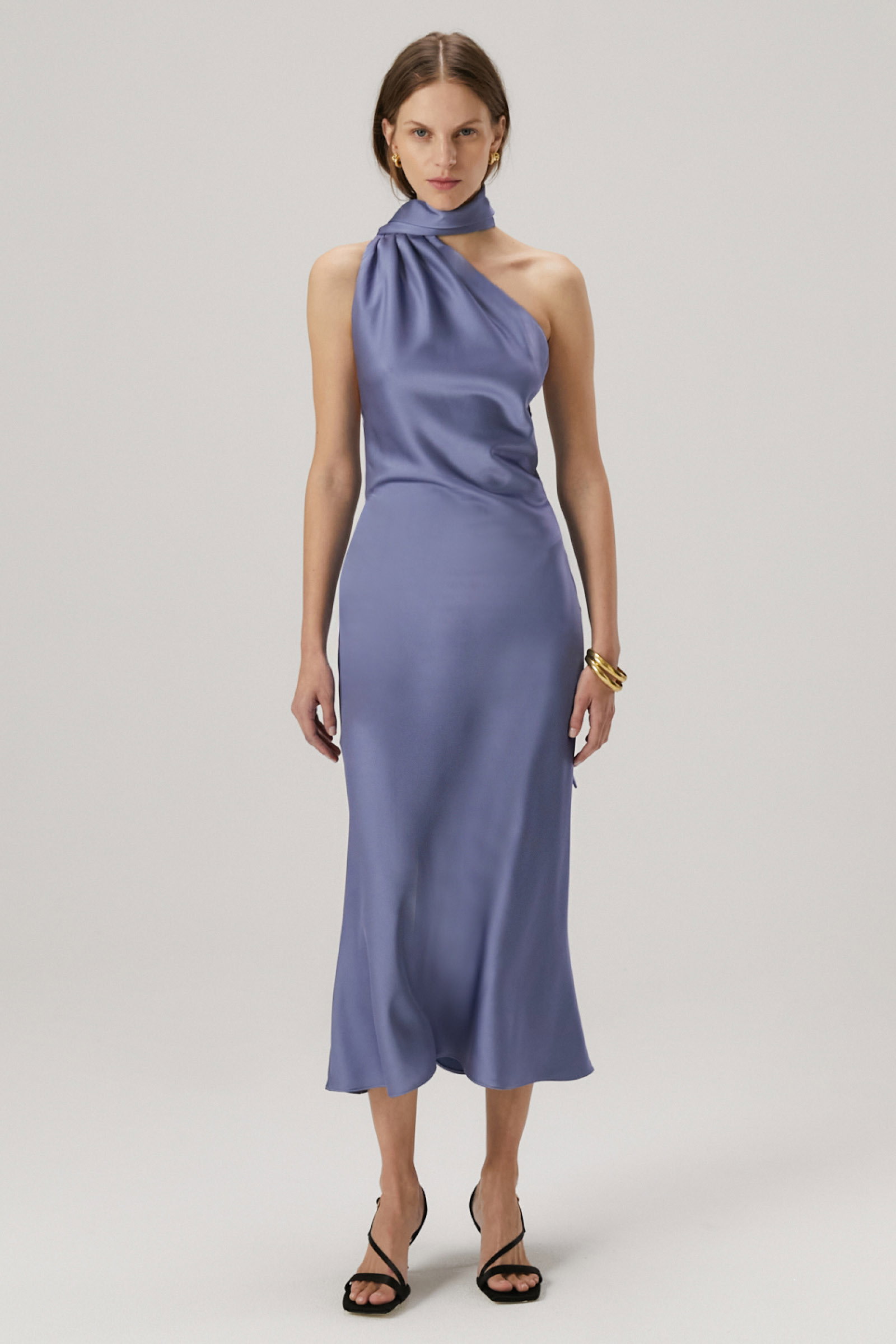 knee length dresses for ladies Sage Satin Midi Dress  Gabi Swimwear