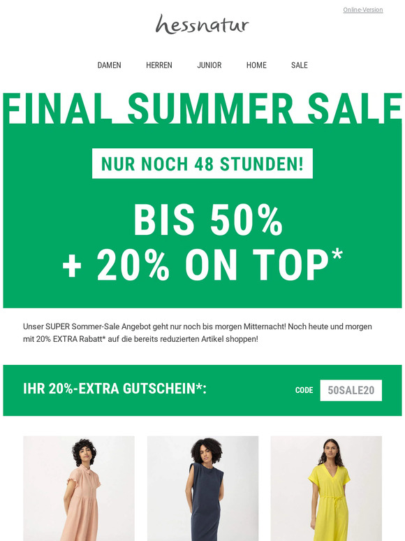Weniger als 48 Stunden ⌛ 20% EXTRA im SALE