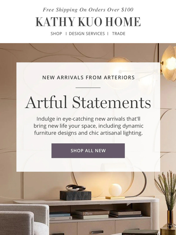 Kathy Kuo Home ALL NEW! EyeCatching Artful Statements 💛 Milled