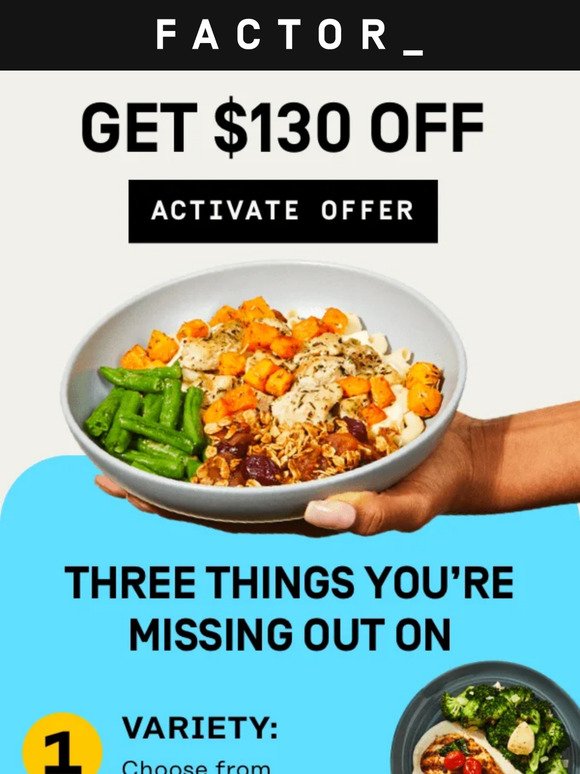 ✅ An easy decision: $130 OFF meals done in 2 mis