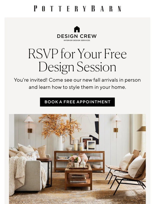 Pottery Barn Free design sessions How it works Milled