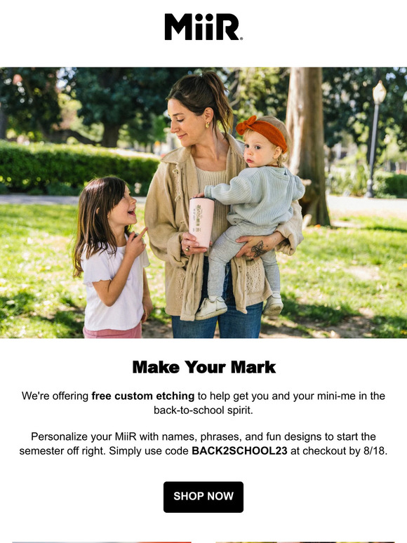 Personalize Your MiiR, On Us