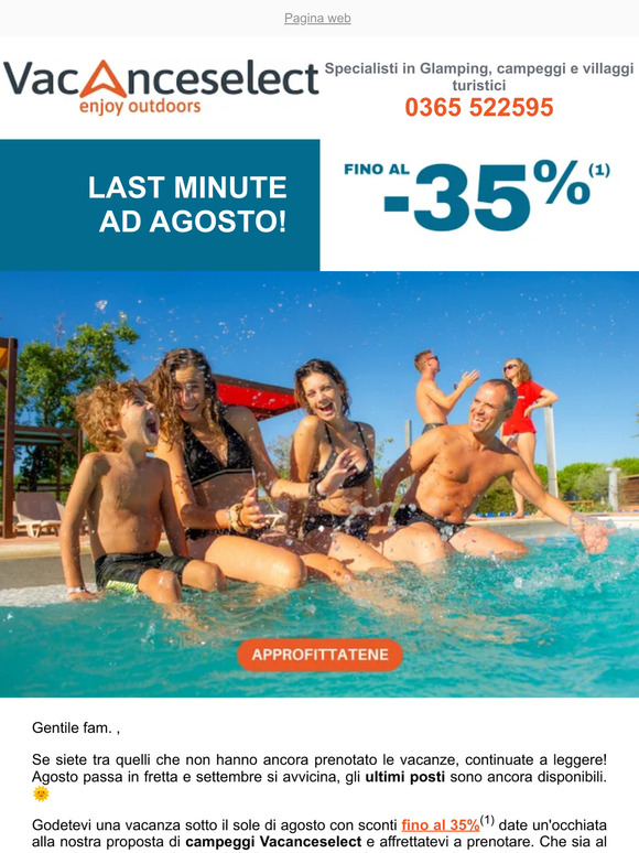 🌞 Prenotate subito le vostre vacanze di agosto!
