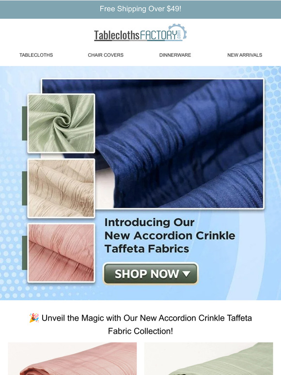 TableClothsFactory 🎉 Unveil The Magic With Our New Accordion Crinkle