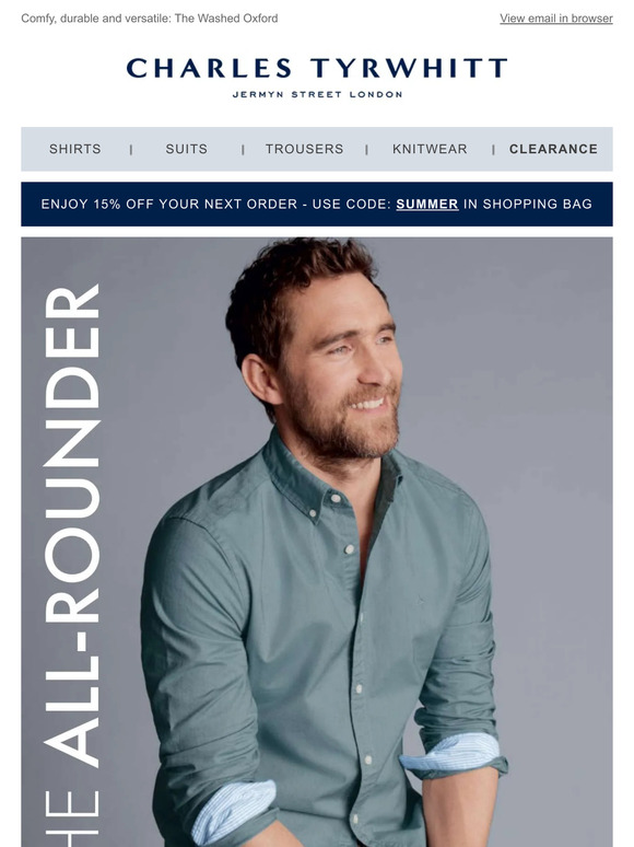 Charles Tyrwhitt LLP (UK) Email Newsletters: Shop Sales, Discounts, and  Coupon Codes