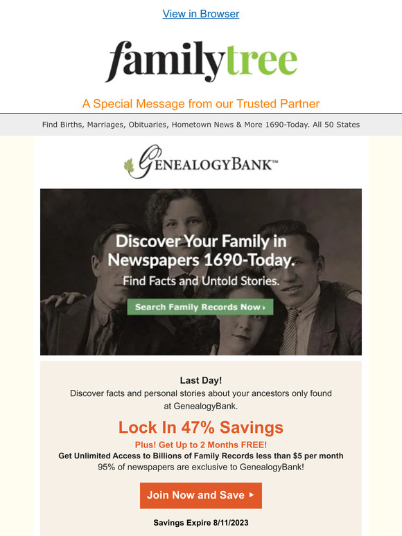 Family Tree Magazine: Last Day! Get Up To 2 Months Free! Access 330 ...