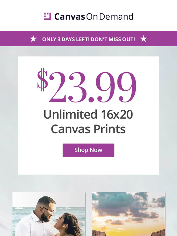 3 DAYS LEFT! Print your summer on a 16x20 canvas for $24! 🌊