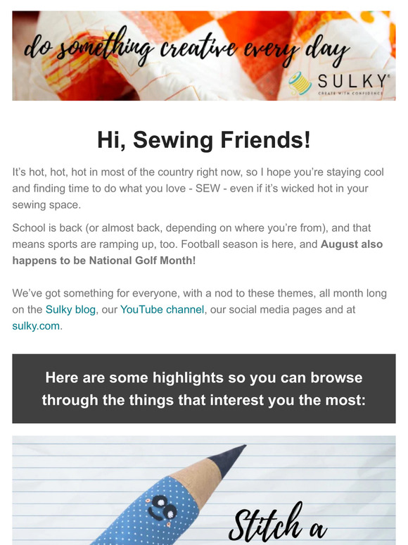 Sulky of America, Inc. FREE Pattern + Sewing Ideas for Everyone! Milled