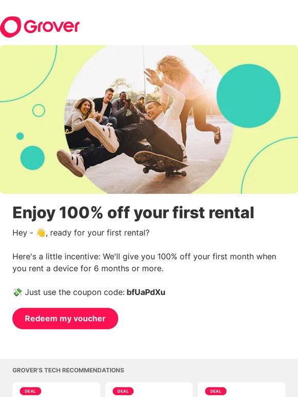 Hey, save 100% on your 1st month