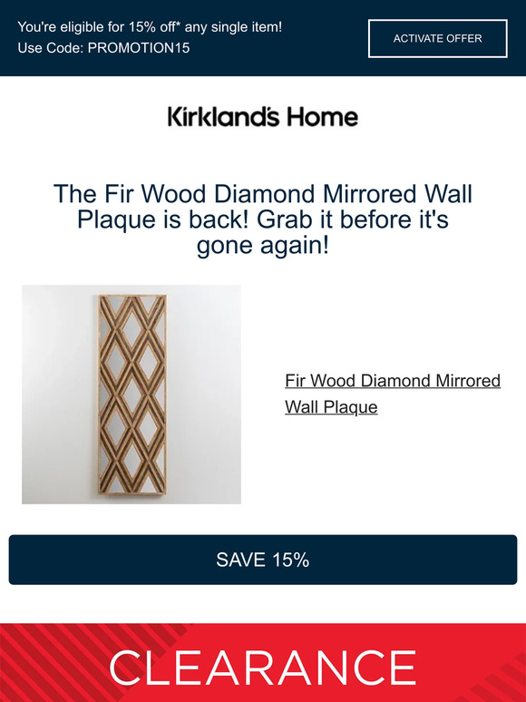 Kirkland's Home 🔔 Back in stock! The Fir Wood Diamond Mirrored Wall