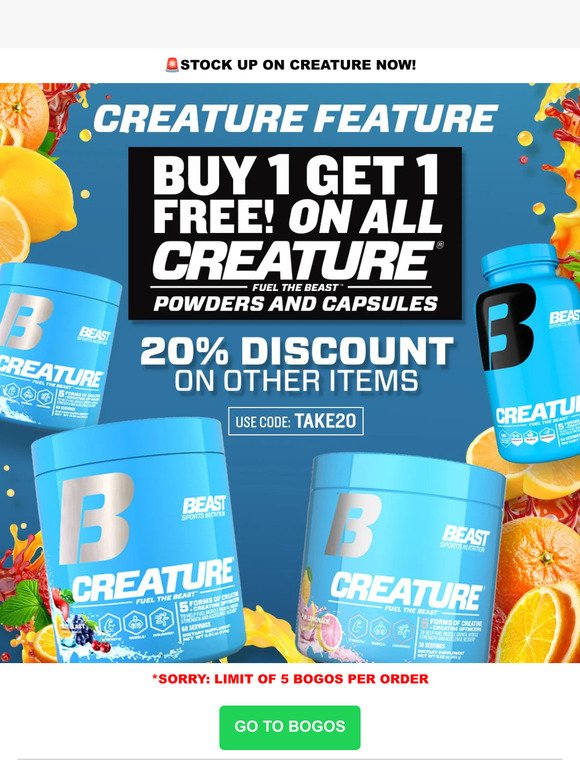 📣CREATURE FEATURE: BOGO on All Creature Products