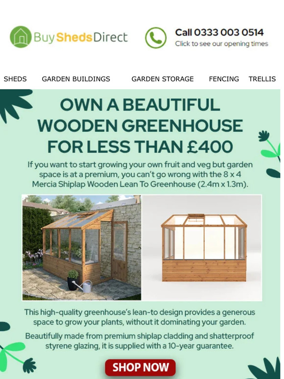 Explore our fantastic range of high-quality Mercia Greenhouses! Shop now