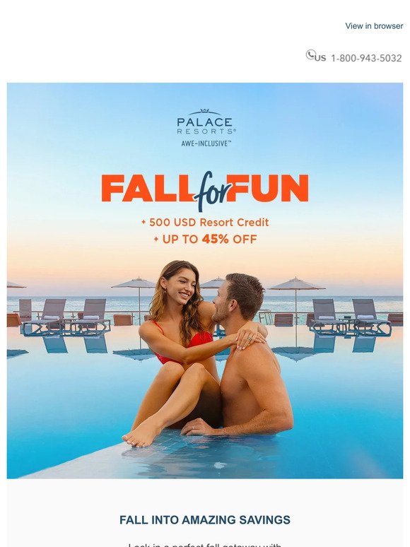 Hello 🍂 Book your fall escape right away & save up to 45%