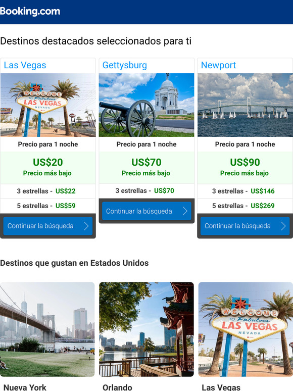 Encuentra los mejores precios para Las Vegas, Gettysburg y más