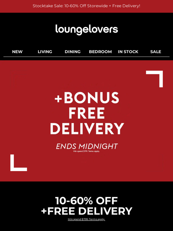 Lounge Lovers Free Delivery Ends Midnight Milled