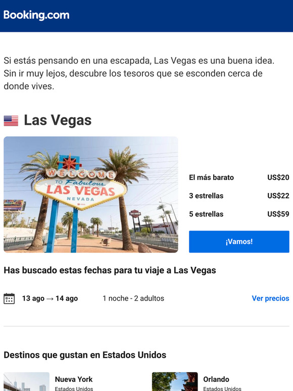 Ofertas en Las Vegas desde US$20 para tus fechas