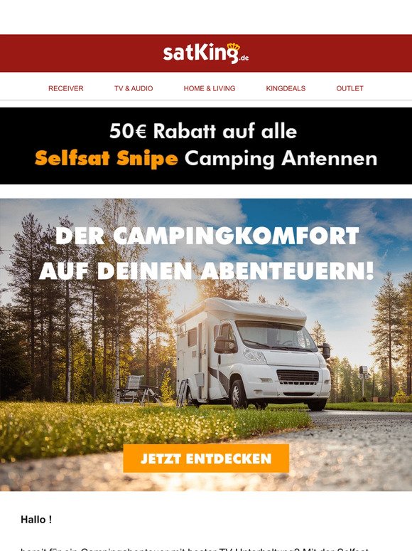 🚙⛺ Campingkomfort mit der Selfsat Snipe Camping Antenne! Jetzt 50 € Sofort-Rabatt sichern!