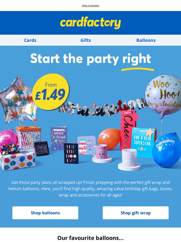 cardfactory Balloons and gift wrap perfect for any party! 🎈 Milled