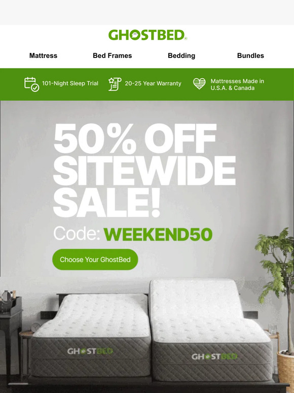 GhostBed Code = WEEKEND50 = 50 off Milled