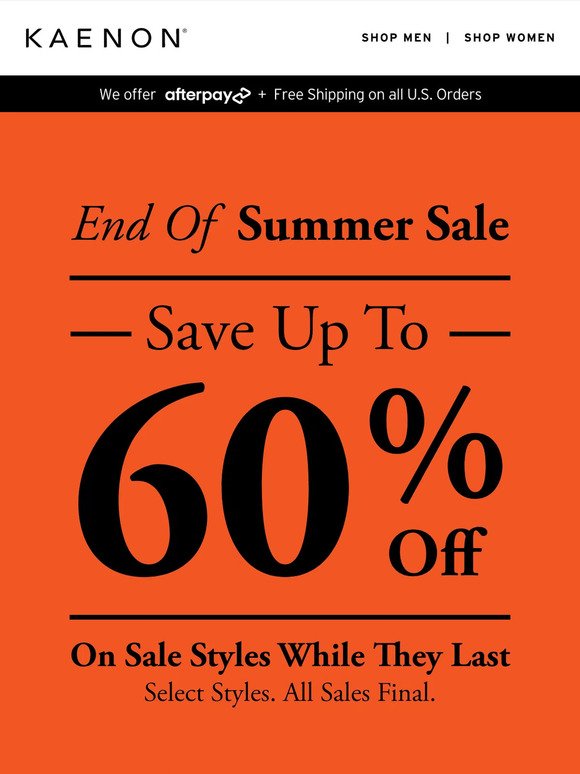 Last Days To Save Up To 60% Off