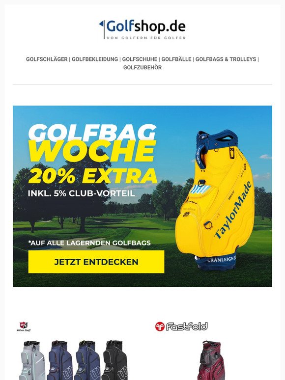 🔥 Unser Golfbag Sale ist da! 🏃‍♂️💨 20% Extra Rabatt auf lagernden Golfbags 🎉👟