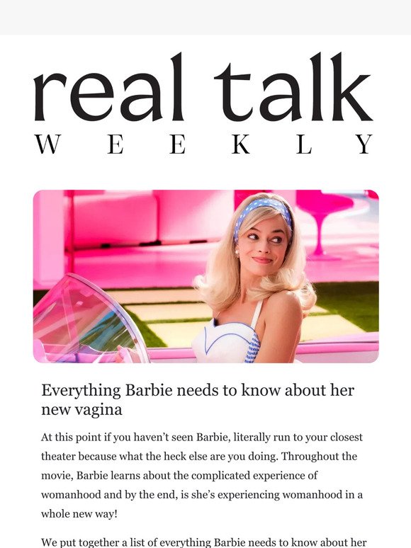 Hey Barbie! 👋 How's the new vagina?!