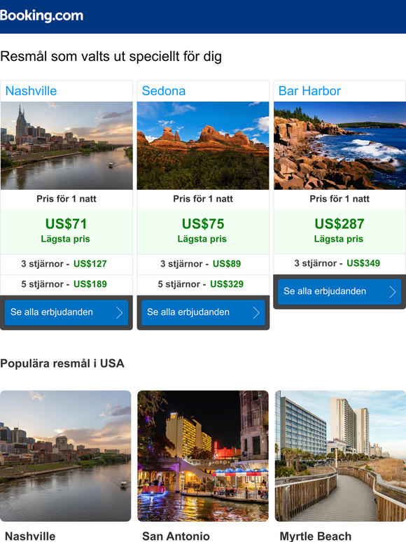 Uppdatering om priserna i Nashville och Sedona