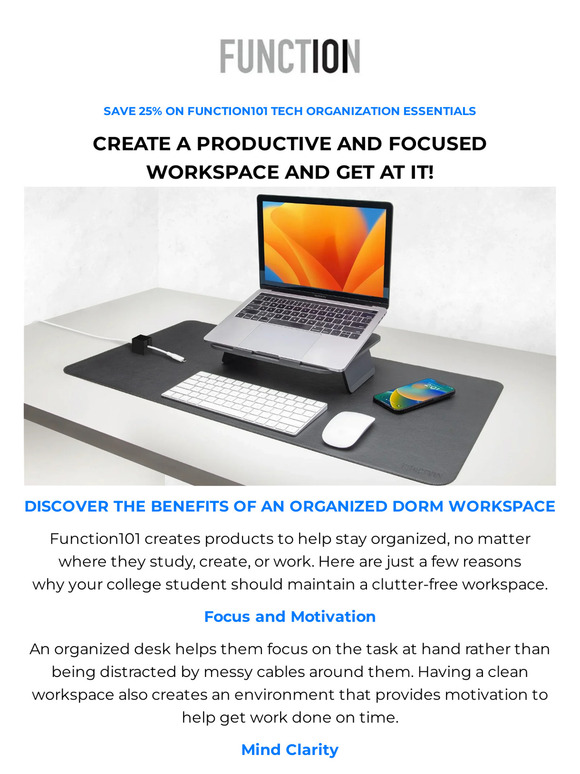 Help them create a productive dorm workspace