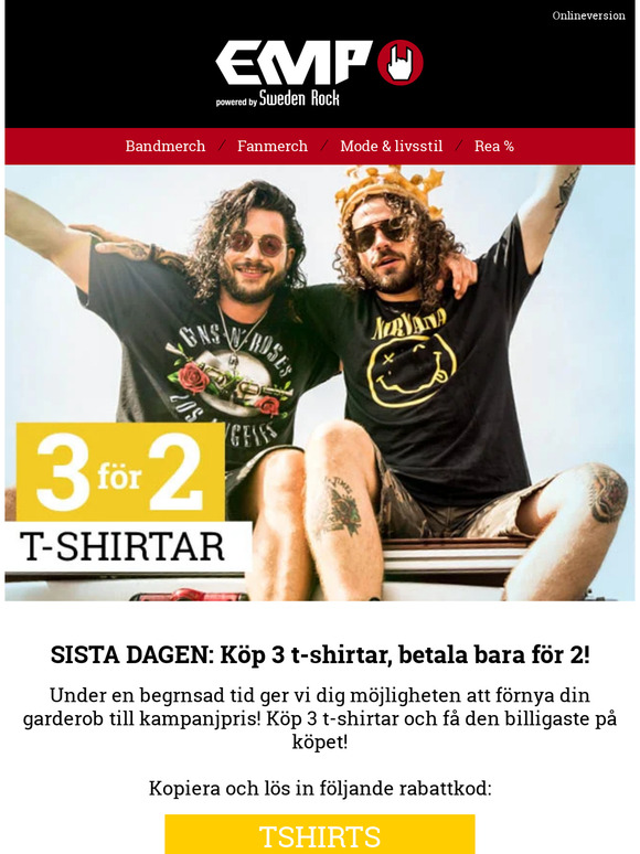 👕 SISTA CHANSEN: Köp 3, betala för 2!