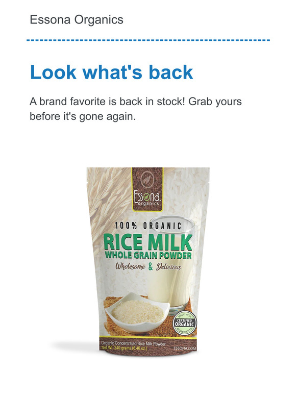 Organic Rice Milk Powder Back in Stock!