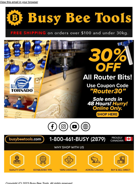 Online ONLY Deal - 30% OFF all Router Bits