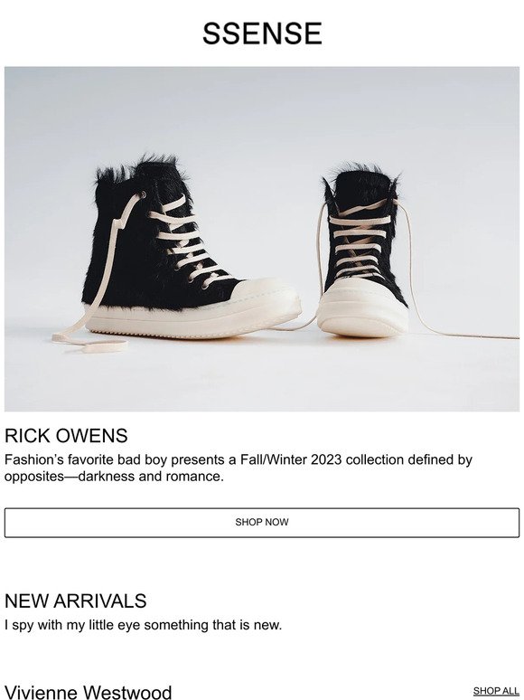 FW23 Arrivals from Rick Owens, Vivienne Westwood, and More