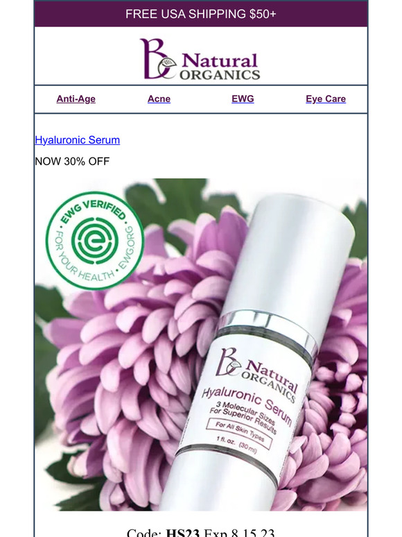 ⌛ Final Hours: Hyaluronic Serum 30% OFF Sale Ends Soon! 🍃