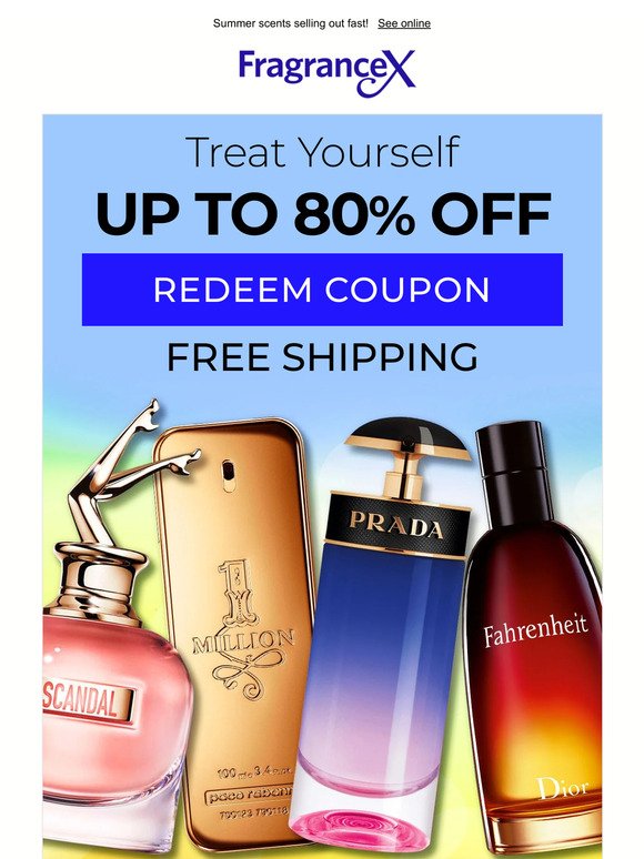 Treat Yourself Up to 80% Off + Free Shipping