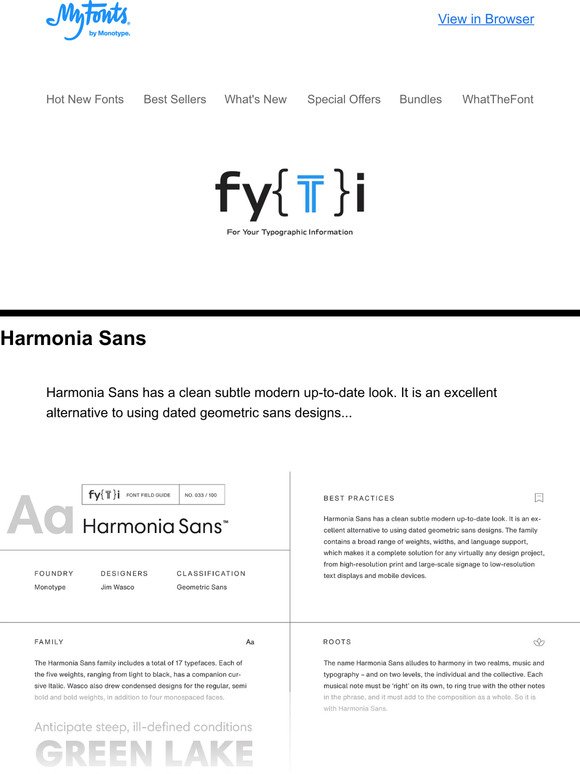 Learn all about Harmonia Sans™, Wayfinder CF and Spitzkant