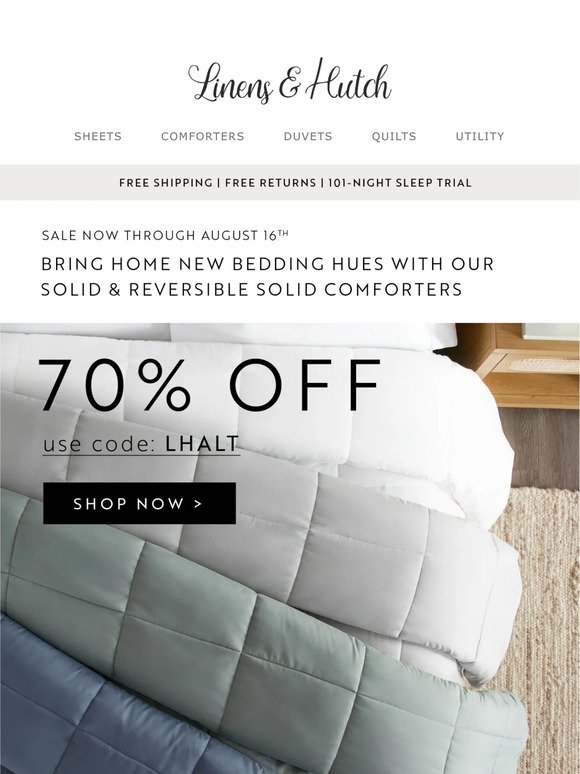 New Arrivals: 70% Off Solid & Reversible Solid Comforters