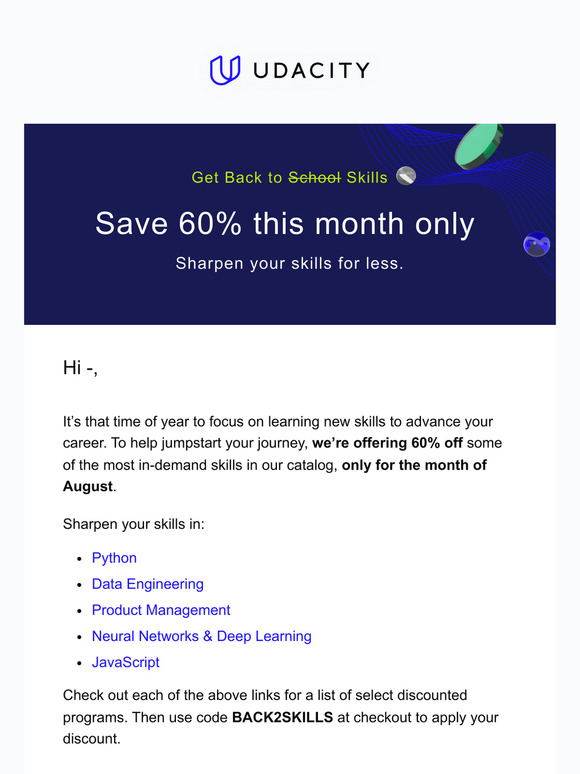 60% off top courses this month only.