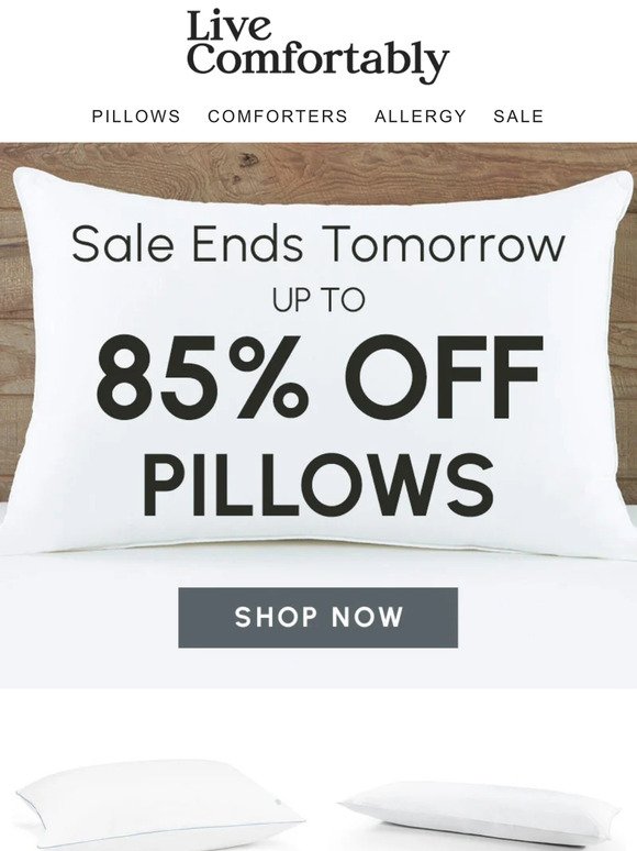 Up to 85% OFF Pillows Ends Tomorrow!
