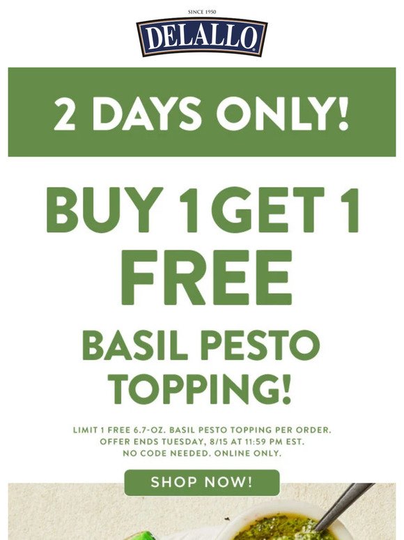 2 Days Only: BOGO Pesto!