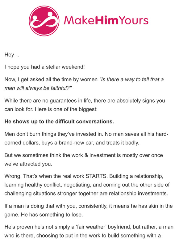 A HUGE Sign A Man Will Not Cheat On You