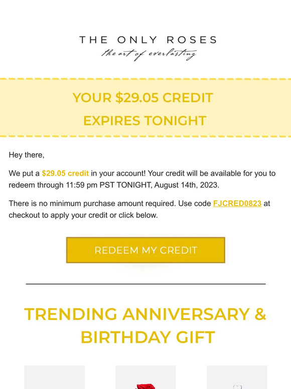 Expiring soon: Your $29.05 credit