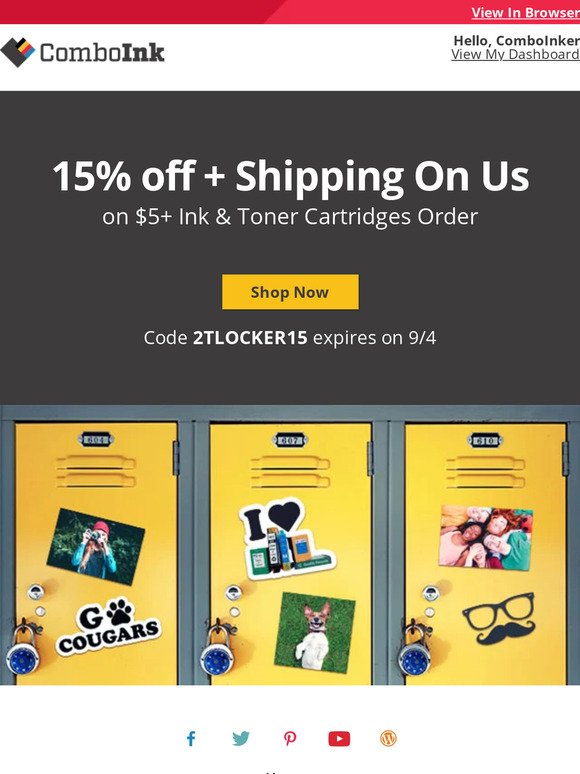 Your  ink order with 15% off is ready now.